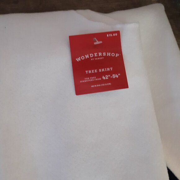 White With Black Border Christmas Tree Skirt 42" 54" - 48" Diameter - Picture 3 of 5